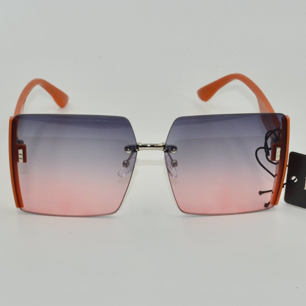 Women's Oversized Semi Rimless Side Glitter Butterfly Sunglasses